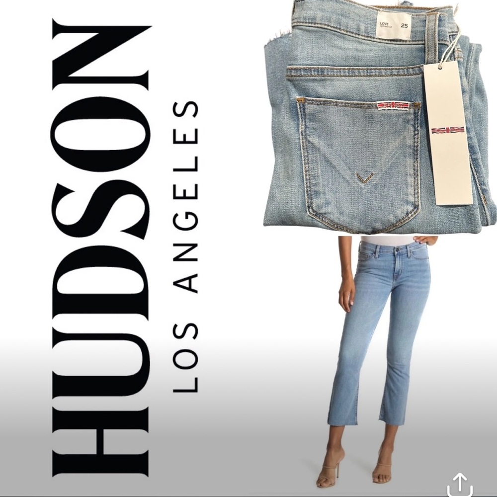 New Hudson Love Crop Bootcut Raw Hem Jeans Light 25 $180 MSRP